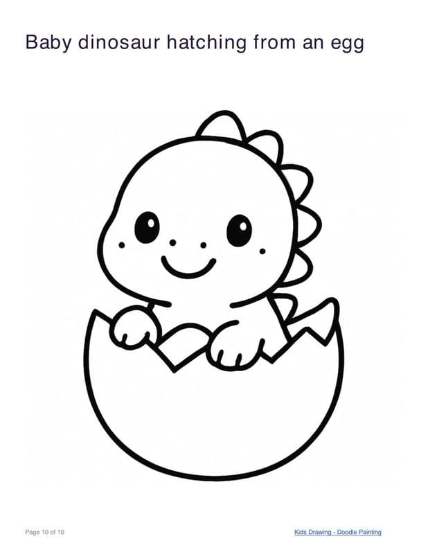 Baby dinosaur hatching from an egg coloring page