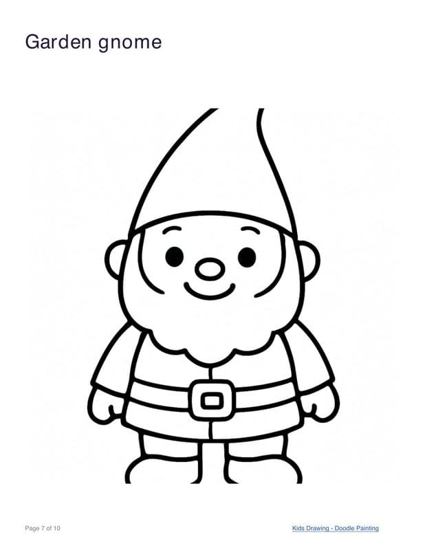 Garden gnome coloring page