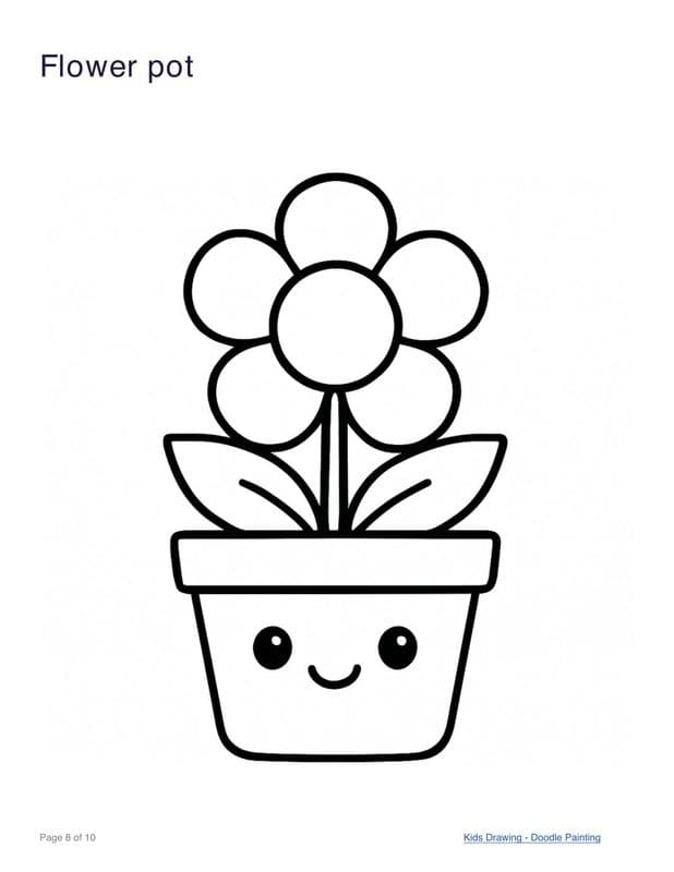 Flower pot coloring page