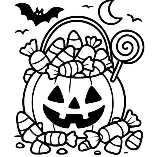 Halloween candy coloring page