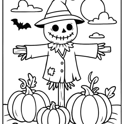 Scarecrow Halloween coloring page