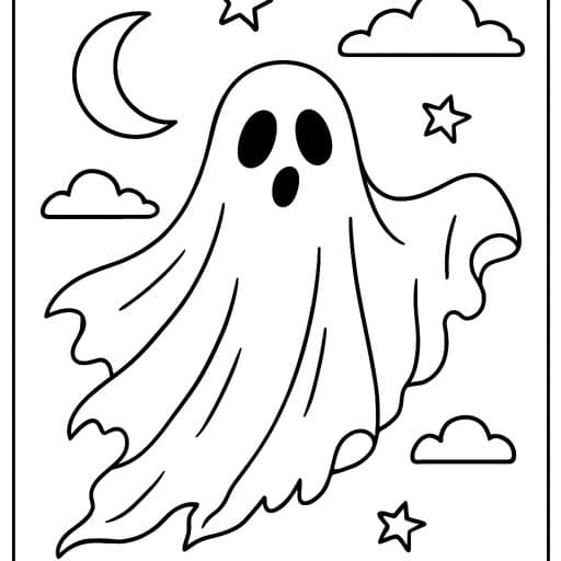 Classic sheet ghost coloring page