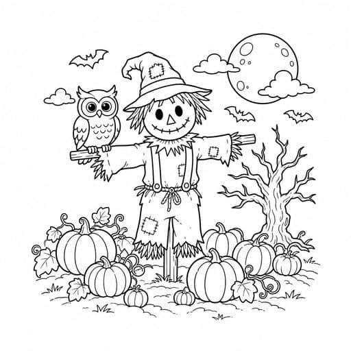 Owl in a treetop nest coloring page