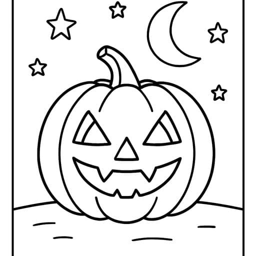 Pumpkin with a zigzag carved mouth on hay bales coloring page