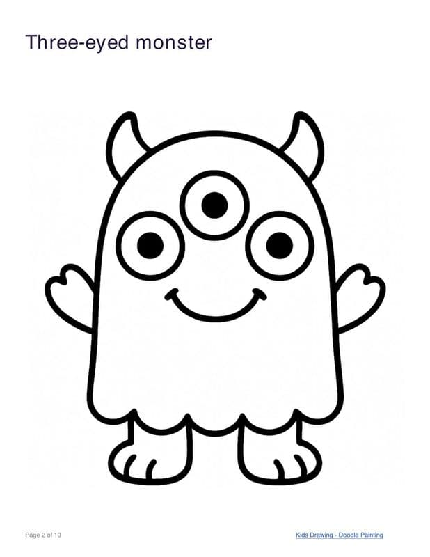 Three-eyed monster coloring page