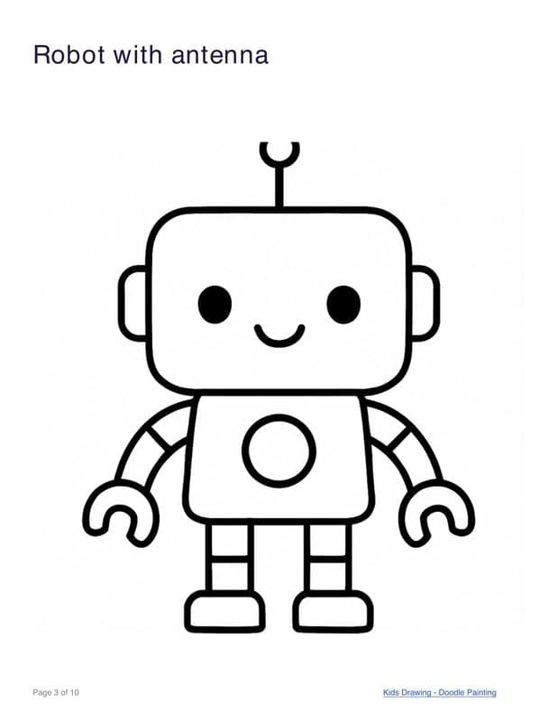 Robot with antenna coloring page