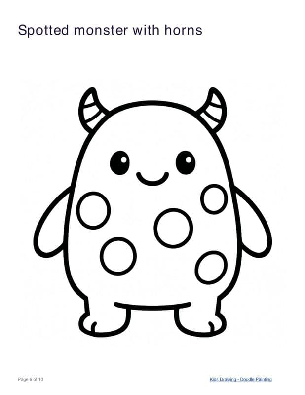 Spotted monster with horns coloring page