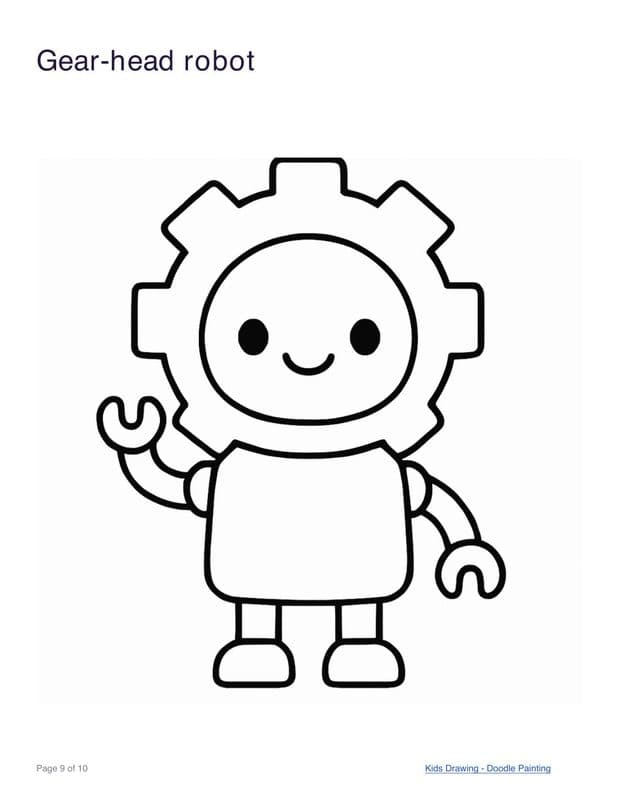 Gear-head robot coloring page