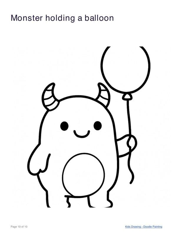 Monster holding a balloon coloring page