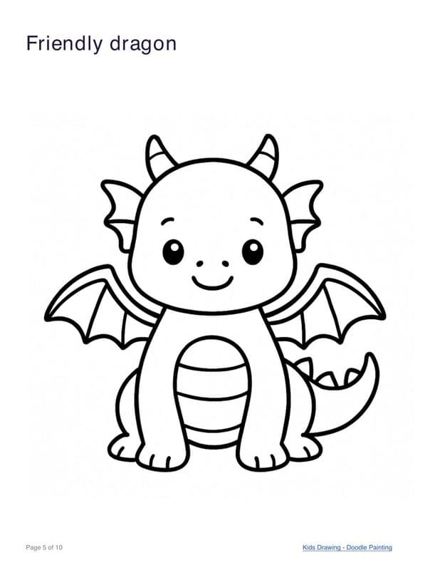 Friendly dragon coloring page