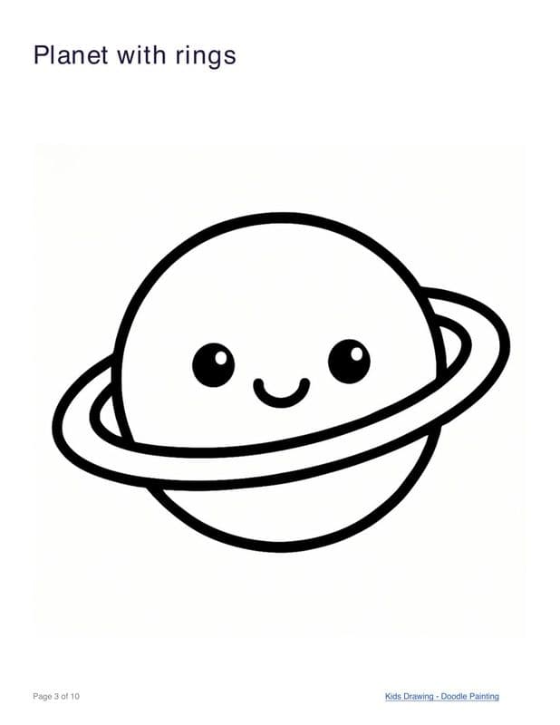 Planet with rings coloring page