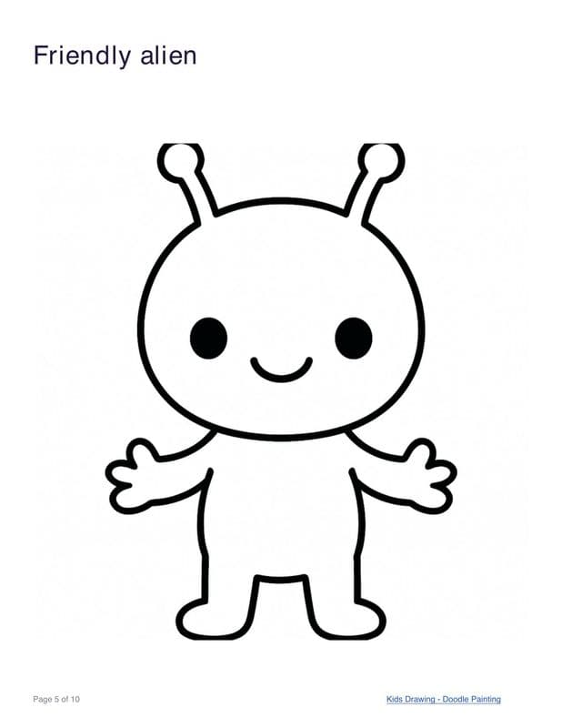 Friendly alien coloring page