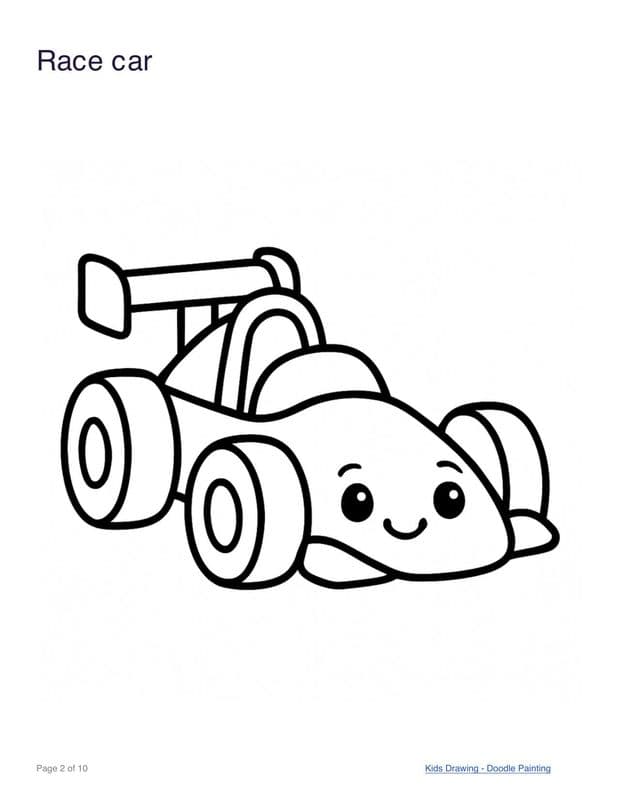 Race car coloring page