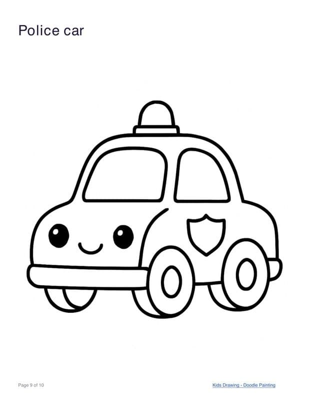 Police car coloring page