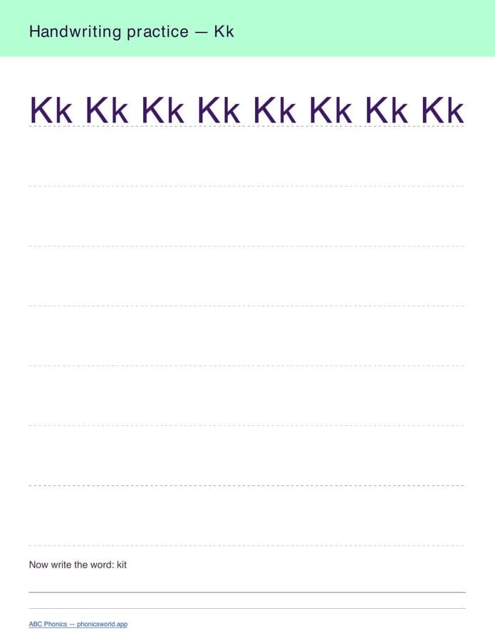 Handwriting Practice — A–Z (PDF) — page 11