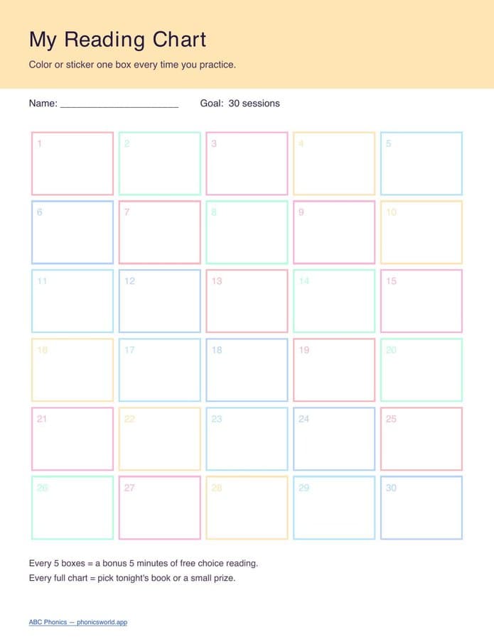 Reading Reward Chart (PDF)
