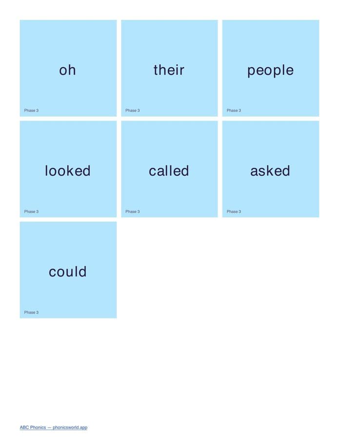 Tricky/Sight Words Flashcards by Phase (PDF) — page 4