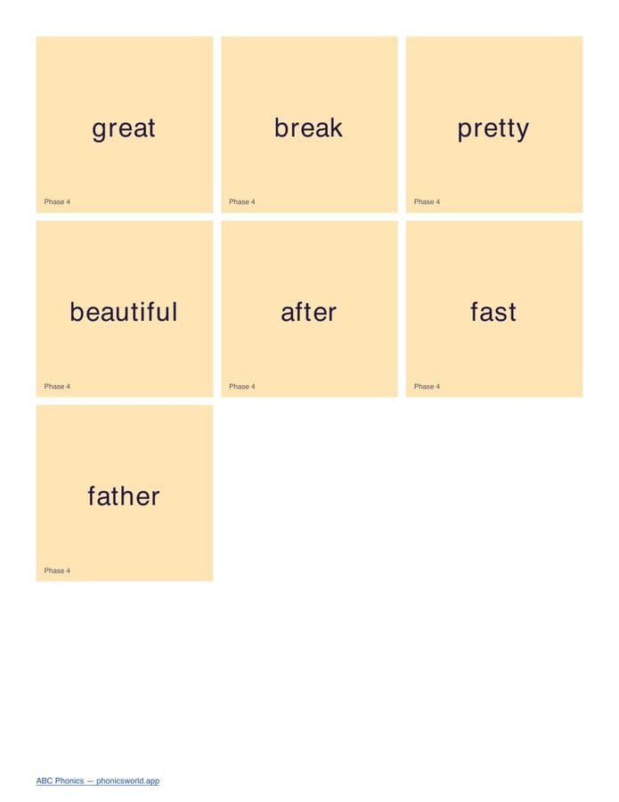 Tricky/Sight Words Flashcards by Phase (PDF) — page 6