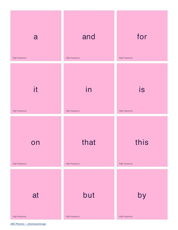 Tricky/Sight Words Flashcards by Phase (PDF) — page 9