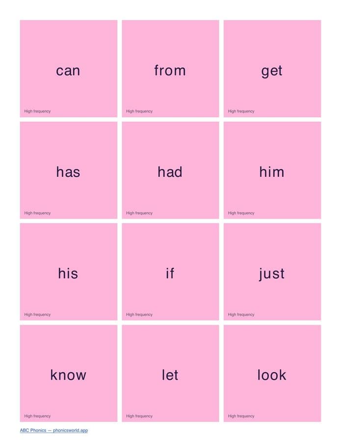Tricky/Sight Words Flashcards by Phase (PDF) — page 10