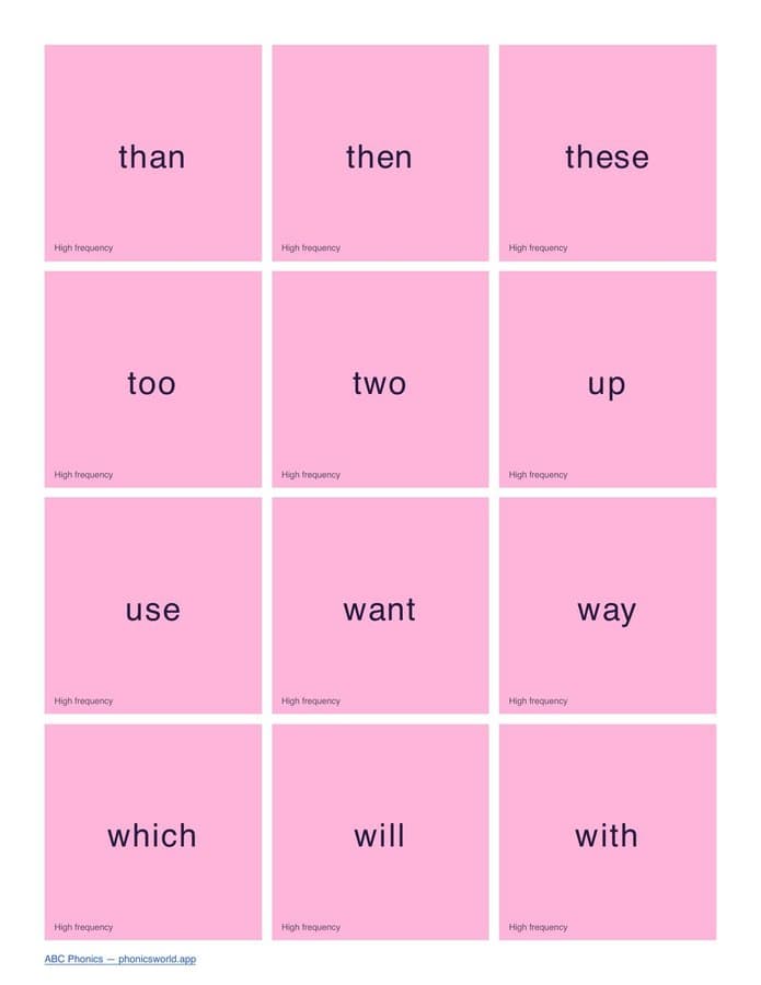 Tricky/Sight Words Flashcards by Phase (PDF) — page 12