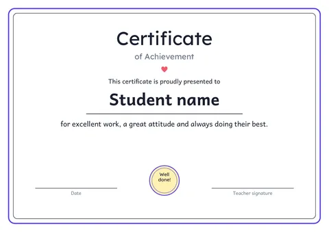 Award Certificate template preview: landscape A4 or US Letter page, free editable PDF