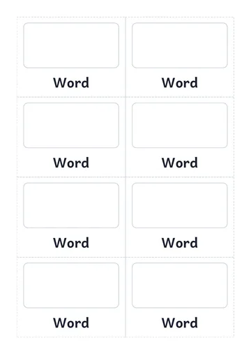 Blank Flashcards template preview: portrait A4 or US Letter page, free editable PDF